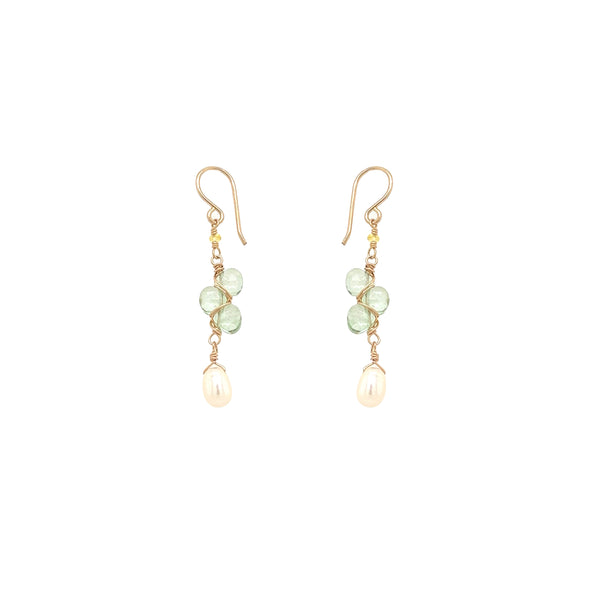 Translucent Green and Pearl Earring