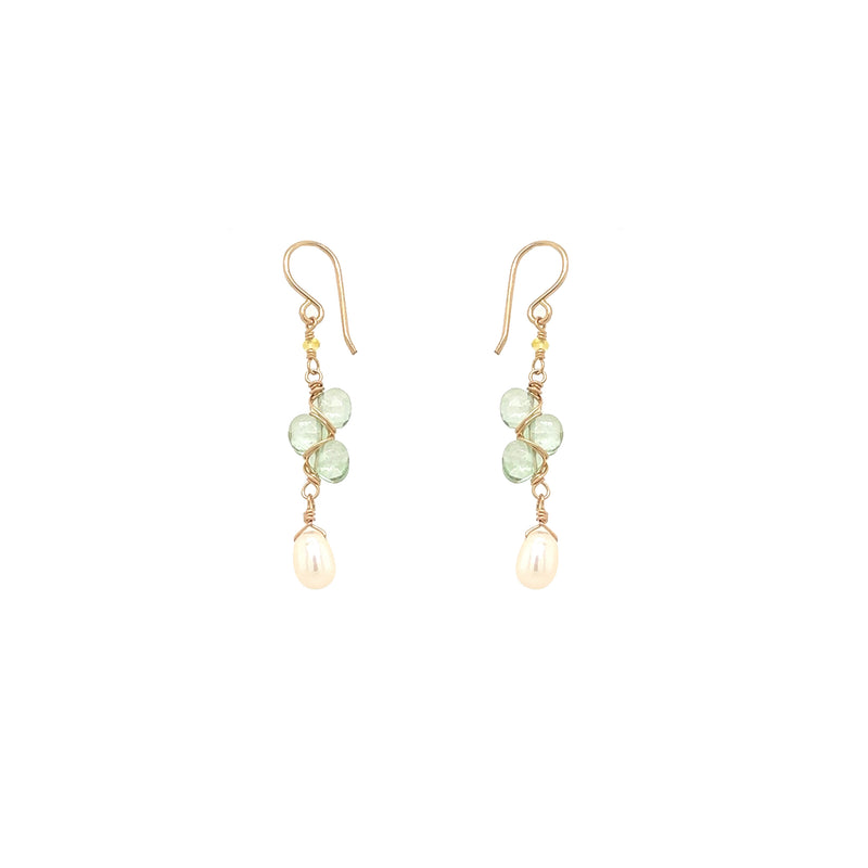 Translucent Green and Pearl Earring