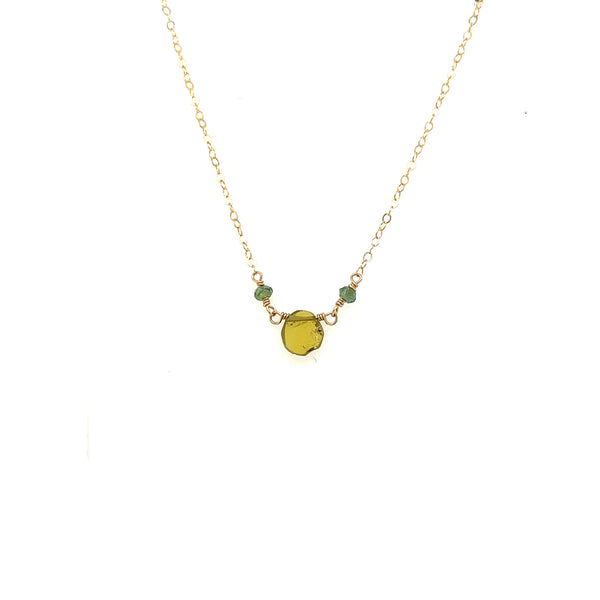 Green Garnet Slice Necklace