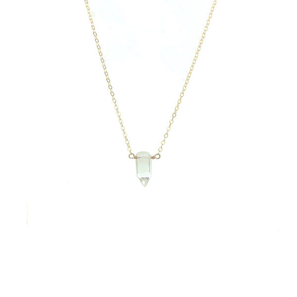 Green Amethyst Crystal Point Necklace