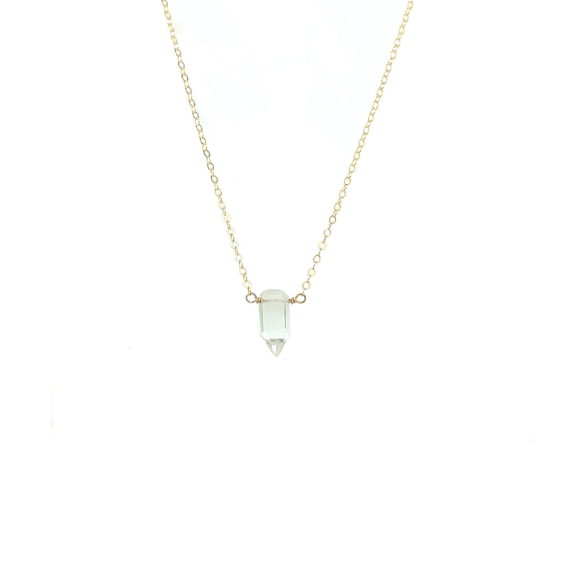 Green Amethyst Crystal Point Necklace