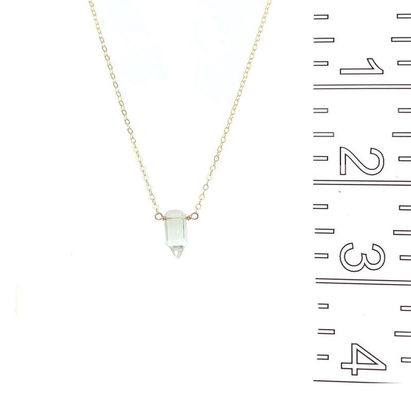 Green Amethyst Crystal Point Necklace